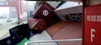Ship containers collapse on Shanghai pier